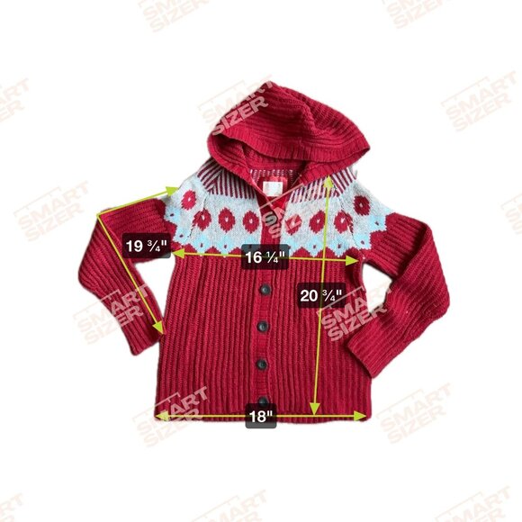Old Navy Fair Isle Hooded Cardigan Sweater Women XL Wool Blend Y2K Hong Kong Red - Picture 2 of 7
